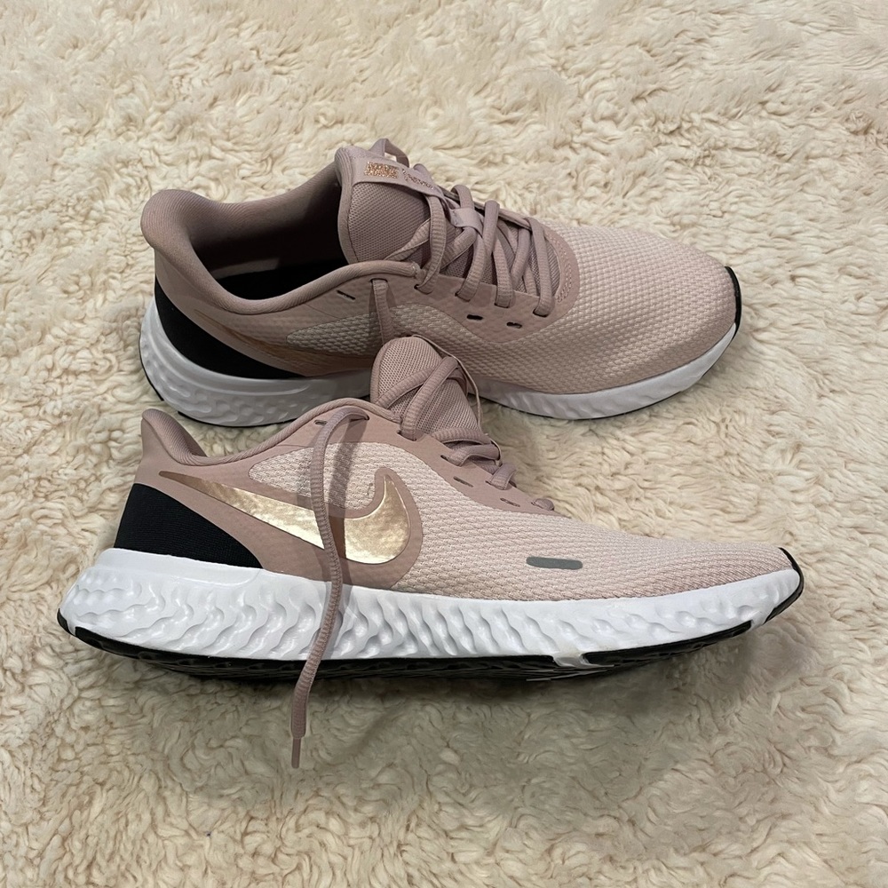 NWOT Nike Revolution Rose Gold Shoes - Size 9